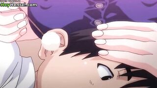 Busty maid helps horny student to cum