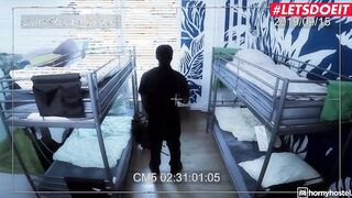 TURNED ON HOSTEL - Thin 19 Yo Opens Her Legs For Huge
