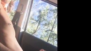 Sexy amateur films while jacking and stroking in his car