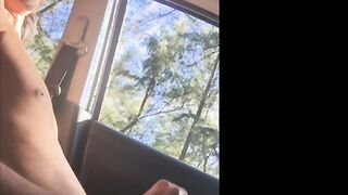 Sexy amateur films while jacking and stroking in his car