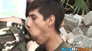 Skinny soldier has a mission on commanders raw cock