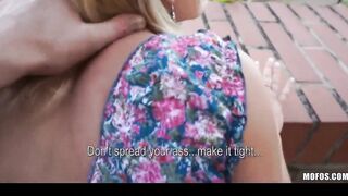 Blond Czech exhibitionist bounces her crazy sexy butt on a long-cock
