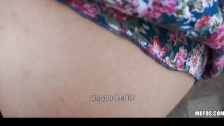 Blond Czech exhibitionist bounces her crazy sexy butt on a long-cock