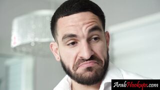 Arab teen cleaner sucking big hard cock