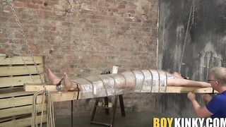 Horny Justin getting his big cock milked by master