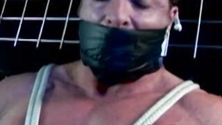 Bondage for hunk with tied up blue balls but he enjoys it