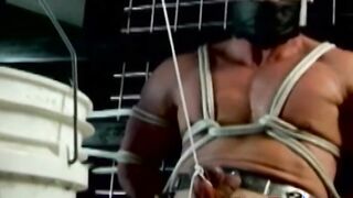 Bondage for hunk with tied up blue balls but he enjoys it