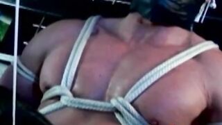 Bondage for hunk with tied up blue balls but he enjoys it