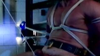 Bondage for hunk with tied up blue balls but he enjoys it