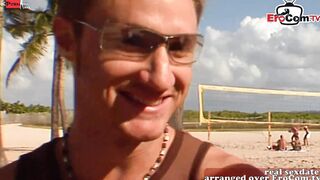 Petite dark haired young woman picked up on vacation for porn casting