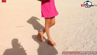 Petite dark haired young woman picked up on vacation for porn casting