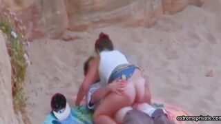 Auntie fucks on the beach while i watch