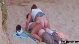 Auntie fucks on the beach while i watch