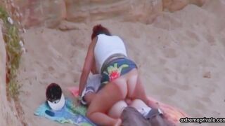 Auntie fucks on the beach while i watch