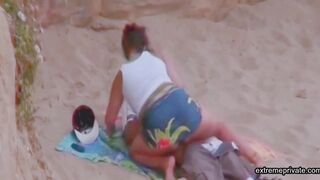Auntie fucks on the beach while i watch