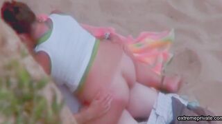 Auntie fucks on the beach while i watch