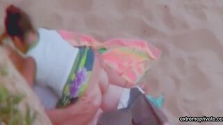 Auntie fucks on the beach while i watch