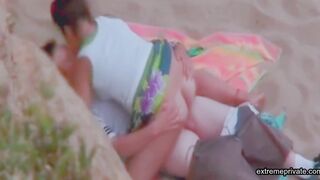 Auntie fucks on the beach while i watch