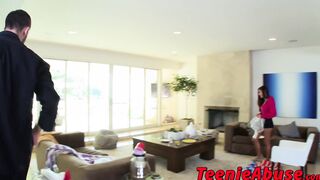 Little teen bitch choked while fucked rough by a deviant