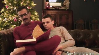Smooth stepson fucked hard bareback by sexy mustache stepdad