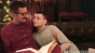 Smooth stepson fucked hard bareback by sexy mustache stepdad