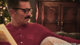 Smooth stepson fucked hard bareback by sexy mustache stepdad
