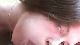 Amateur chick makes him cum by sucking him off real good