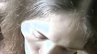 Amateur chick makes him cum by sucking him off real good