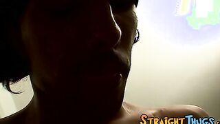 Young straight thug strokes hairy cock with fleshlight