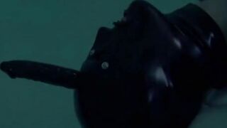 Beauties into rubber fucking into three way
