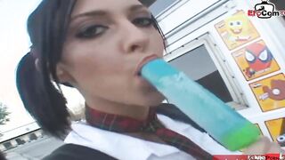Slim black hair college 19 yo seduce from the candyman