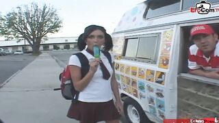 Slim black hair college 19 yo seduce from the candyman