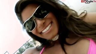 Bae dark hair gigantic jugs Mom get jizzed 3 way mmf
