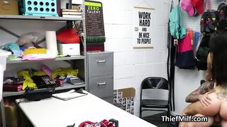 Bitchy inked thief teacher rides dick at the backroom