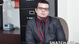 Hunks smashing this geeks asshole in the office afte work