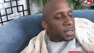 Ebony beauty with long natural breasts getting a gigantic boob cumshot
