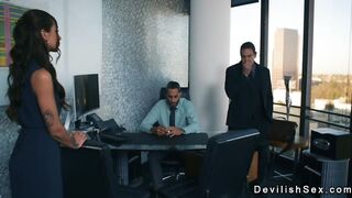 Rich guy fucking tanned brunette babe in his house
