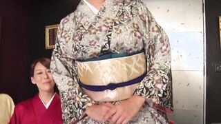 Reiko Kobayakawa and Akari Asagiri plus friend kimono sex party