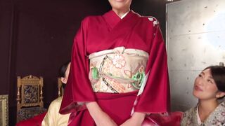 Reiko Kobayakawa and Akari Asagiri plus friend kimono sex party