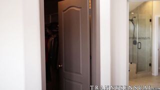Sexy shemale dominates her guy by ass fucking him hard