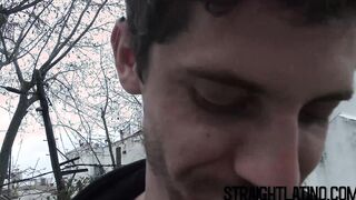 Pierced latino sucks dick POV before outdoor bareback