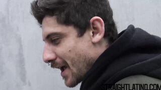 Pierced latino sucks dick POV before outdoor bareback