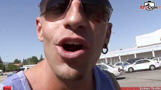Huge Tit tattooed blonde Milf pick up at the street