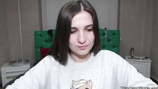 Small tits amateur fucks vibrator on webcam solo