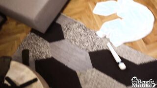 Liz Rainbow gags on a cock