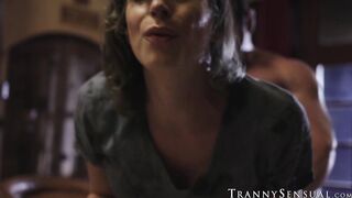Natural tits tbabe Janie Blade swallows warm and sticky cum
