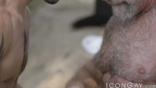 Silver haired hunk Lance Charger anal fucks Casey Everett
