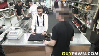Hunky pawnbroker banging customer in the back room