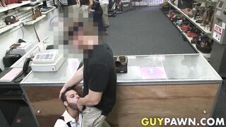 Hunky pawnbroker banging customer in the back room
