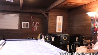 Twink Max Rose pounded doggystyle bareback on pool table